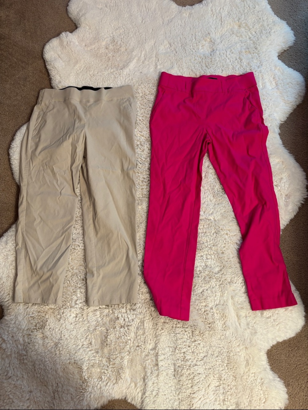 Simply Vera Vera Wang Hot Pink Straight-Leg Pull-On Pants & neutral cropped